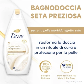 Гель-крем для ванни та душу зволожуючий Dove Bagnodoccia Seta Preziosa 450 мл (8720181494338)