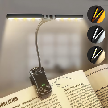 Лампа для читання книг 14 LED акумуляторна, прищіпка, 8 рівнів яскравості, USB Type-C
