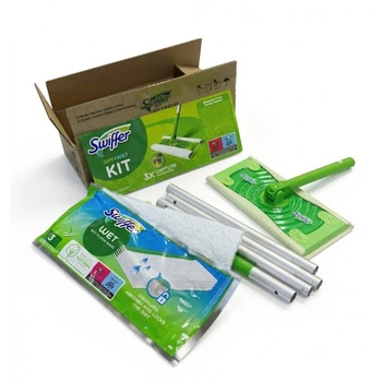 Швабра Swiffer Sweeper: Стартовий набір для прибирання (Швабра Свіпер + сухі та вологі серветки)