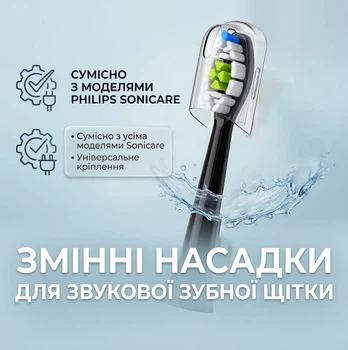 Сменная насадка для зубной щетки Philips Sonicаre HX6013/HX9063/C3/W3 (black)
