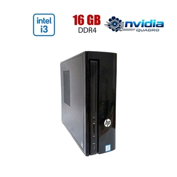 ПК HP Slimline 270-P043W SFF / Intel Core i3-7100 (2 (4) ядер по 3.9 GHz) / 16 GB DDR4 / 512 GB SSD / nVidia Quadro P400, 2 GB GDDR5, 64-bit / Win10 Lic б/в
