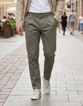 Чоловічі брюки чінос Autograph (M&S) Tapered Fit р. 32/31 оливкові/хакі