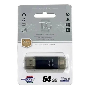 Флеш память 64Gb T&G 009 Star USB2.0 /Type-C, Black (59510)