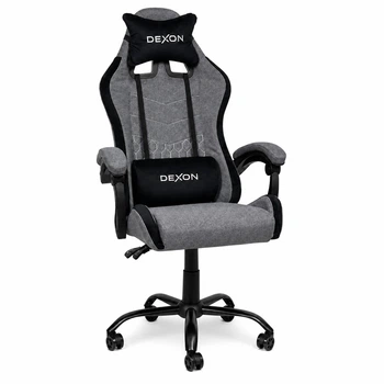 Геймерское кресло DEXON ORION X G-063 из ткани+подушки велюр, металлическая крестовина, Серый