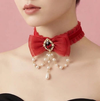 Готичний чокер-бант «Lunar Mystery» Honey Fashion Accessories Червоний (120368)