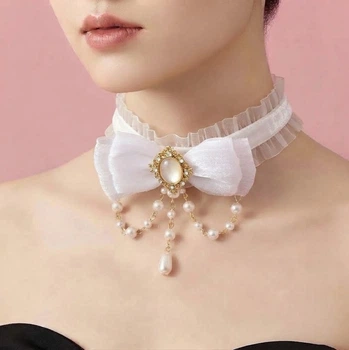 Готичний чокер-бант «Lunar Mystery» Honey Fashion Accessories Білий (120368)