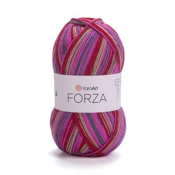 Пряжа меланж Forza YarnArt напіввовняна шкарпеткова для в'язання градіент лілово-рожева (10292510)