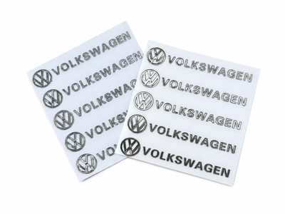 Набор металлических 3D наклеек Volkswagen логотип надпись хром 10 шт