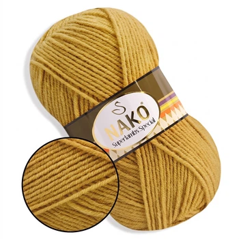 Nako Superlambs Special, Горчичный №6706 полушерстяная пряжа, 100 г / 200 м, 49% шерсть / 51% акрил, для свитеров, шапок, шарфов