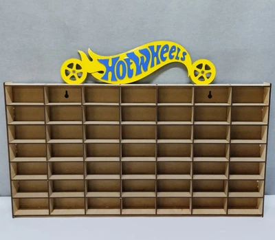 Полочка для машинок Hot Wheels 49 ячеек желто-синяя (1401.06)