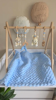 Підлоговий мобіль BABY GYM з іграшками, стійка Монтессорі, тренажер для немовлят, Лісовий, молочний зайчик і бежевий ведмедик