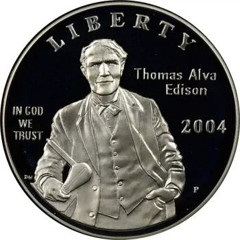 Колекційна срібна монета “Liberty – Томас Едісон” PROOF 26,73 г 2004 рік