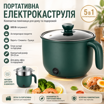 Електрична мультиварка-пароварка 1,5 л з антипригарним покриттям 600 Вт для приготування їжі та стерилізації