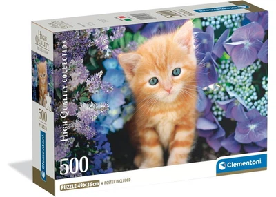 Пазл Clementoni High Quality Collection: Рыжий котенок среди цветов (High Quality Collection - Ginger Cat Theme Puzzle - 500 pcs.), 500 эл. (35585)