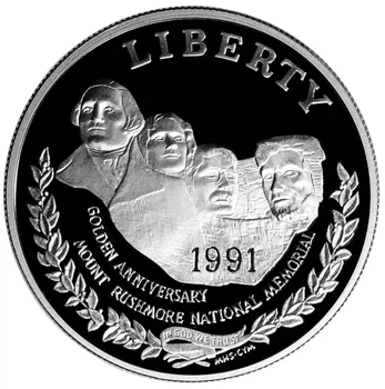 Колекційна срібна монета “Liberty – Гора Рашмор” PROOF 26,73 г 1991 рік