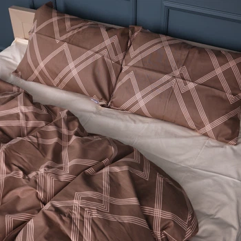 Простынь Сатин 22-1413 Brown Geometry 200*220