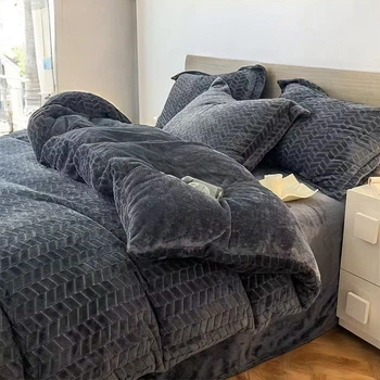 Комплект постільної білизни Velour Elegance gray Євро