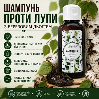 Шампунь Против Перхоти с Березовым Дегтем и Серой Новая Жизнь (New Life) Для Волос и Кожи Головы 100 мл