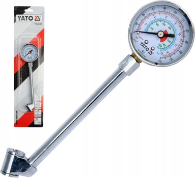 Манометр к колесам грузовых авто, 140 мм, 0-15 Bar (220 PSI) YATO (YT-24301)