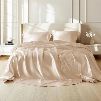 Комплект постільної білизни 100% натуральний шовк сорт Mulberry 30-09 golden beige Євро