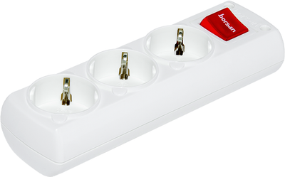 Колодка Borsan з заземленням та вимикачем 3 розетки White (BR-1563-0)