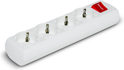 Колодка Borsan з заземленням та вимикачем 4 розетки White (BR-1564-0)