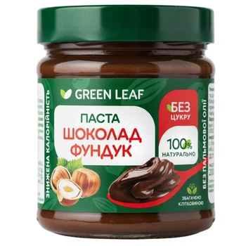Паста шоколадно-фундучна з підсолоджувачем Green Leaf 200 г (21590244)
