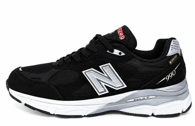 Чоловічі термо кросівки NB 990 USA Gore-Tex чорний з сірим та білим 43