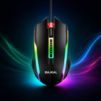 Проводная оптическая мышь Bajeal D12 USB 1200 DPI с RGB-подсветкой 3 кнопки черная