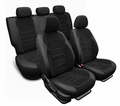5D Чехлы на сиденья для MITSUBISHI LANCER 2007-2015 Autovalom Flannel черные с черной вставкой