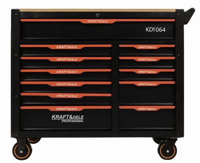 Тележка-шкаф для инструментов Kraft&Dele KD1064 для автомастерской и СТО 12 ящиков на колесах