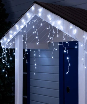 Гирлянда Бахрома 80 LED, 2м х 0.5м, прозрачный провод, белая, 220 В, 1502-03
