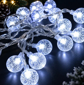 Гирлянда Шарики Прозрачные 20 LED, 5 м, белый, с переходником, 220 В, 1620-03