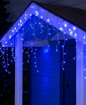 Гирлянда Бахрома 120 LED, 3м х 0.5м, прозрачный провод, синяя, 220 В, 1503-02