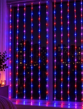 Гирлянда Водопад 360 LED, ширина 4 м, высота 0,8 м, RGB-фиолетовая, 8 режимов, 220 В, 1548-77