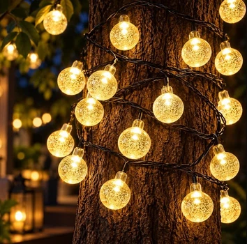 Гирлянда Шарики Прозрачные 40 LED, 8 м, 25 мм, теплый белый, с переходником, 220 В, 1635-07