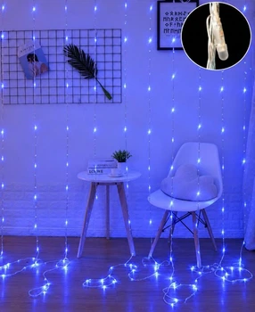 Гирлянда Водопад Линза 8 мм 480 LED, 3м х 2.5м, синяя, 220 В, 1543-02