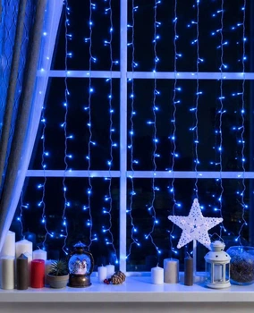 Гирлянда Штора 320 LED, 3м х 2м, синяя, 220 В, 1529-02