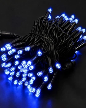 Уличная гирлянда 100 LED, 10м, черный каучук 3,3 мм, синяя + FLASH, 220 В, 1431-020