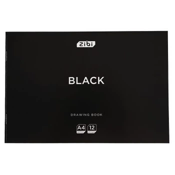 Альбом для рисования ZiBi А4 BLACK, 12 листов на скобе (ZB.1421-01)