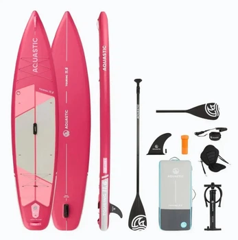 Надувна SUP-дошка AQUASTIC Touring 11'6" 350 см, до 130 кг, з веслом 2в1, насосом і сидінням рожевий (2000151099)
