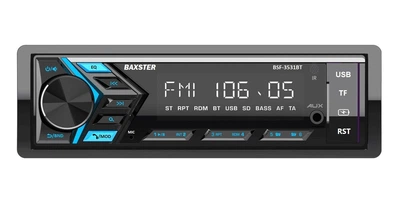 Автомагнітола 1DIN BAXSTER BSF-3531BT (Bluetooth/USB/MicroSD/AUX/FM) RGB + пульт