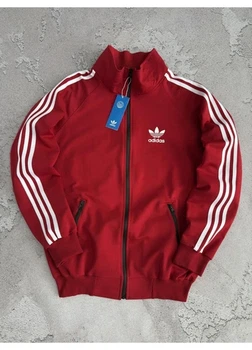 Олімпійка чоловіча adidas з лампасами на блискавці Червоний Xxxl