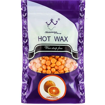 Цветной воск в гранулах Hot Wax 500 грамм Оранжевый для ног, рук, тела, бикини, подмышек, шеи и декольте, ягодиц, спины
