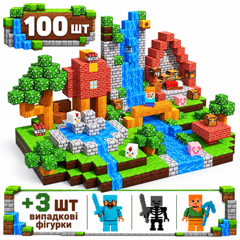 Магнитный конструктор Minecraft 100 шт по игре Майнкрафт Лесная ферма Mk001061