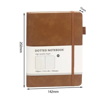 Блокнот Коричневый в Точку (Dotted Notebook) с бархатистой текстурой Soft-touch Формата А5 202 мм × 142 мм