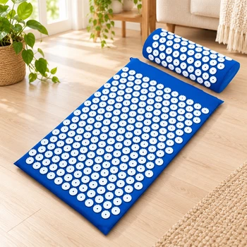 Коврик массажный Acupressure Mat с валиком акупунктурный для спины шеи и релаксации