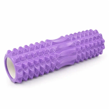 Массажный ролик для спины и мышц MuvNext 45×12 см, рельефный Foam Roller, PVC + Foam Фиолетовый