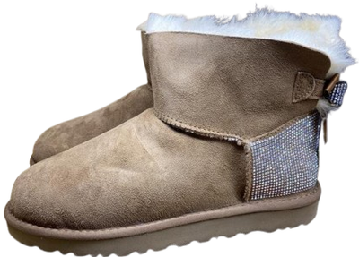 Жіночі уггі Міні Замш коричневі UGG Mini Bailey Bow Glitz Brown (41, коричневий)