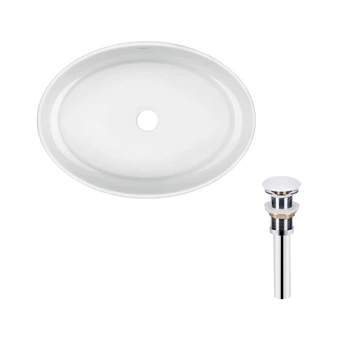 Комплект Qtap Kolibri: раковина накладная овальная 500x360x140 мм White + донный клапан PU02 QTAP QT10113054WN47311